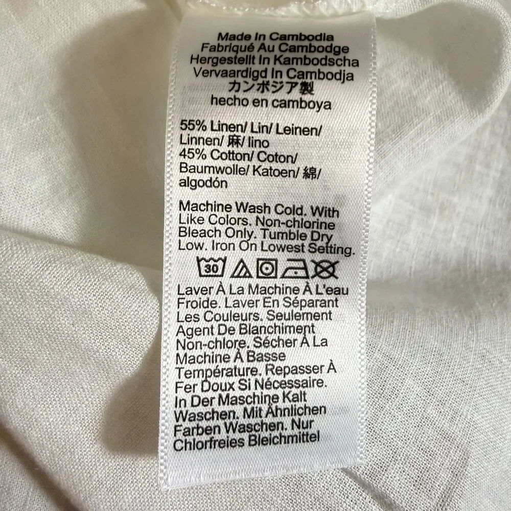 J.CREW Linen-Blend Button-Shoulder Shirt S White Crewneck T-Shirt NWT B58